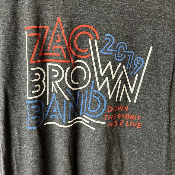 2019 Zac Brown Band T Shirt Gray Large L Graphic Tee Cotton Short Sleeve Solid - Picture 7 of 16